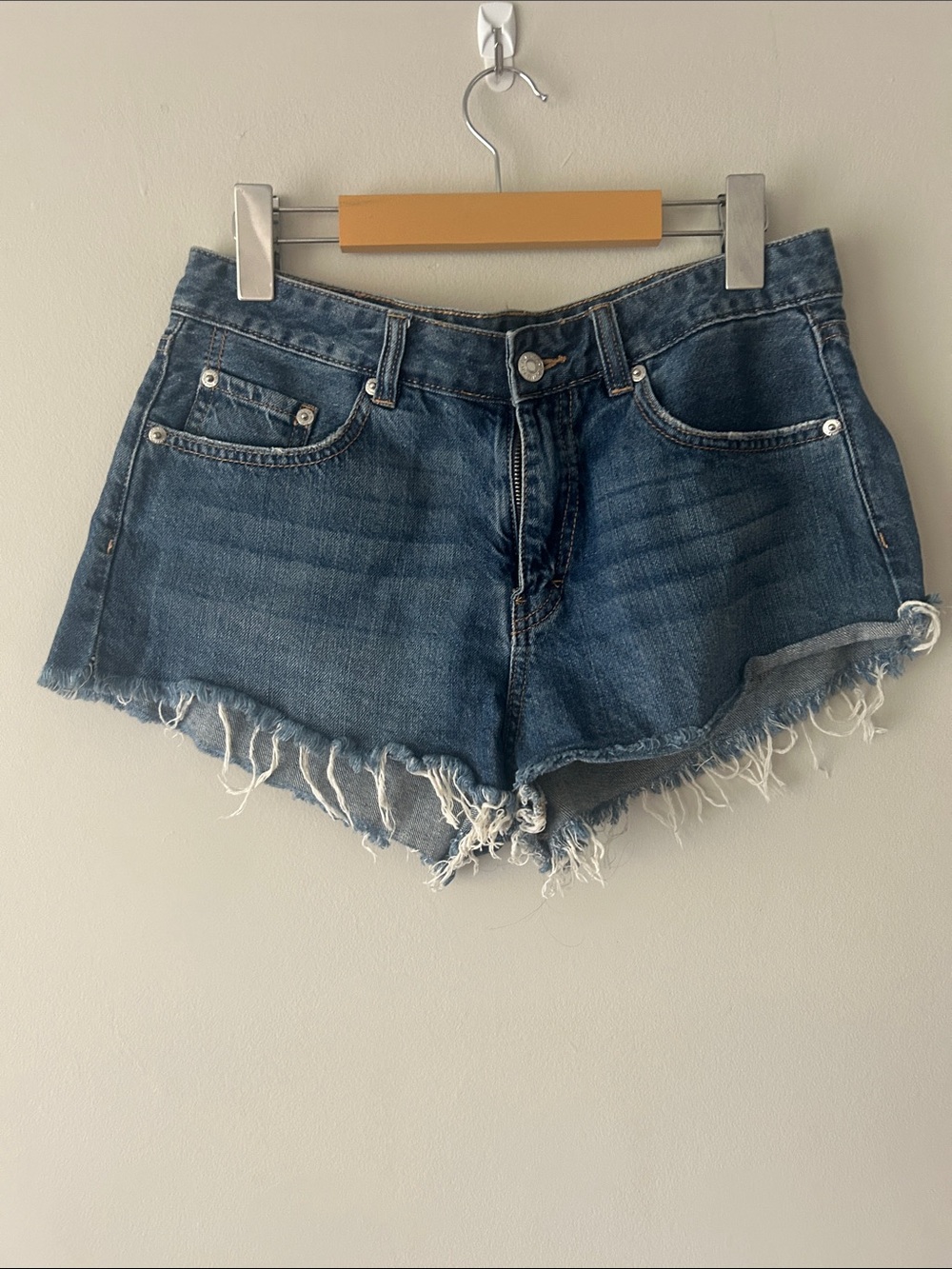 Pull&Bear Dark Blue Distressed Denim Cutoff Shorts